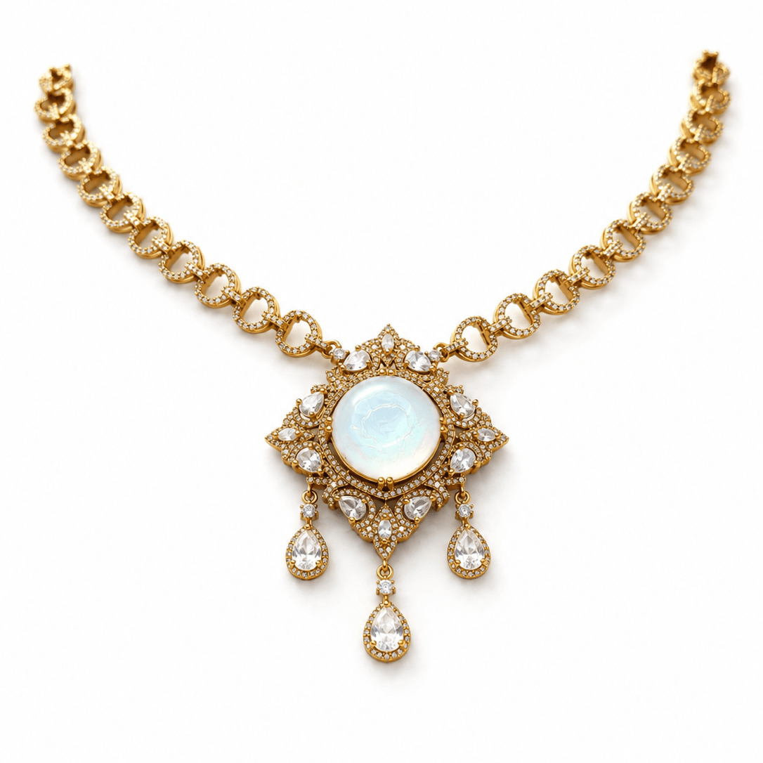 Moonstone & Victorian Necklace Set - Suramya Designs