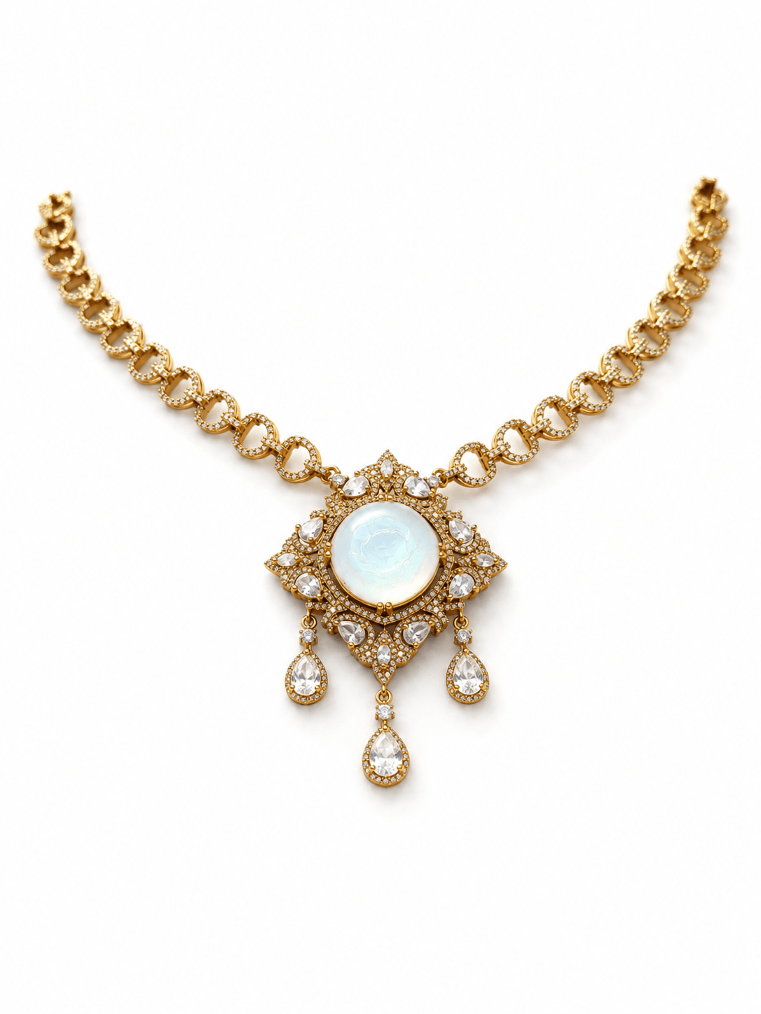 Moonstone & Victorian Necklace Set - Suramya Designs