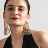 Multicolour Crystal Statement Drop Long Earrings - Suramya