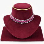 Nayra Elegance AD (American Diamond Set)- Ruby Pink and Royal Blue