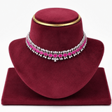 Nayra Elegance AD (American Diamond Set)- Ruby Pink and Royal Blue