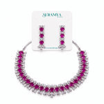 Nayra Elegance AD (American Diamond Set)- Ruby Pink and Royal Blue