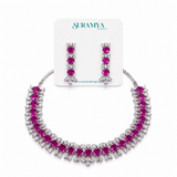 Nayra Elegance AD (American Diamond Set)- Ruby Pink and Royal Blue