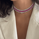Nayra Elegance AD (American Diamond Set)- Ruby Pink and Royal Blue