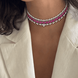 Nayra Elegance AD (American Diamond Set)- Ruby Pink and Royal Blue