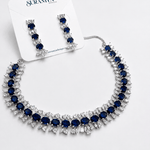 Nayra Elegance AD (American Diamond Set)- Ruby Pink and Royal Blue