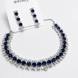 Nayra Elegance AD (American Diamond Set)- Ruby Pink and Royal Blue