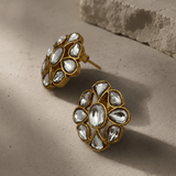 Noor Studs – Handcrafted Kundan Floral Earrings - Suramya Designs
