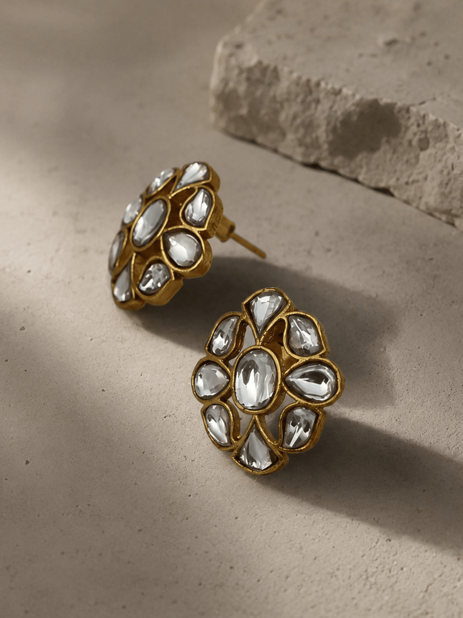 Noor Studs – Handcrafted Kundan Floral Earrings - Suramya Designs