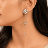 Padma Kundan Drop Earrings – Red & White - Suramya Designs