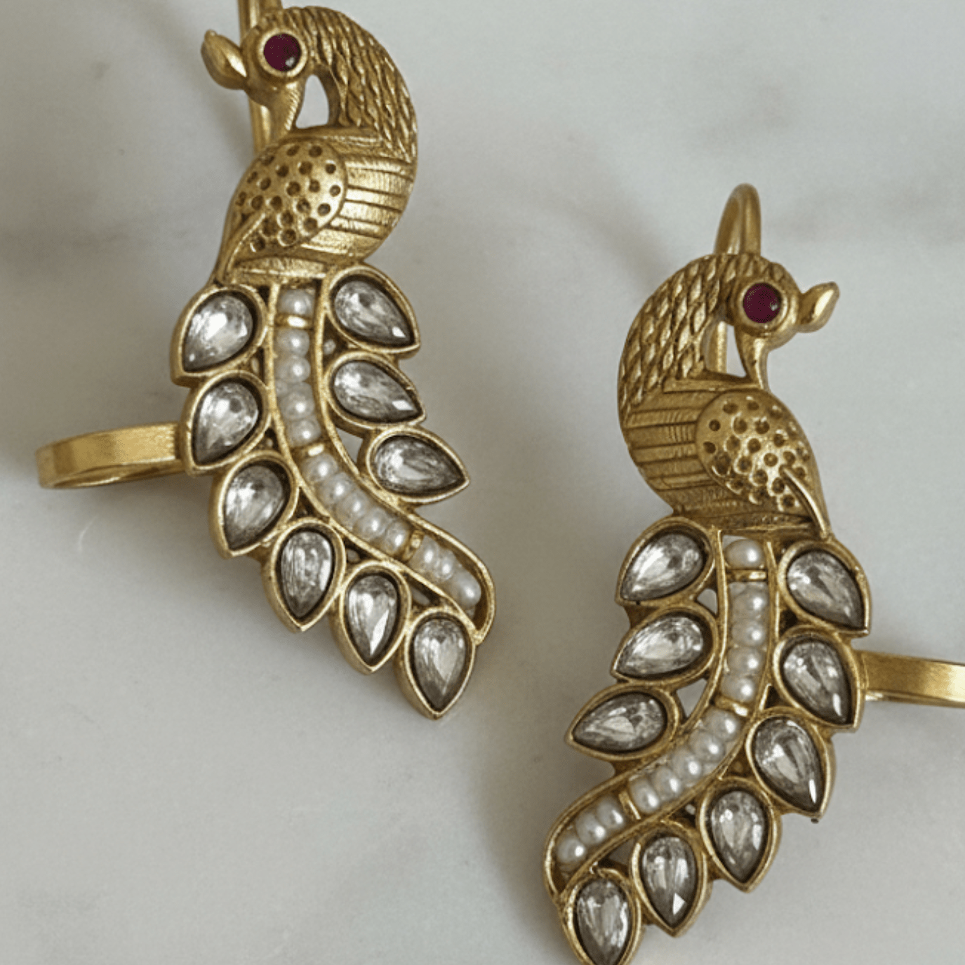 Peacock Ear Cuff Kundan and Feroza - Suramya