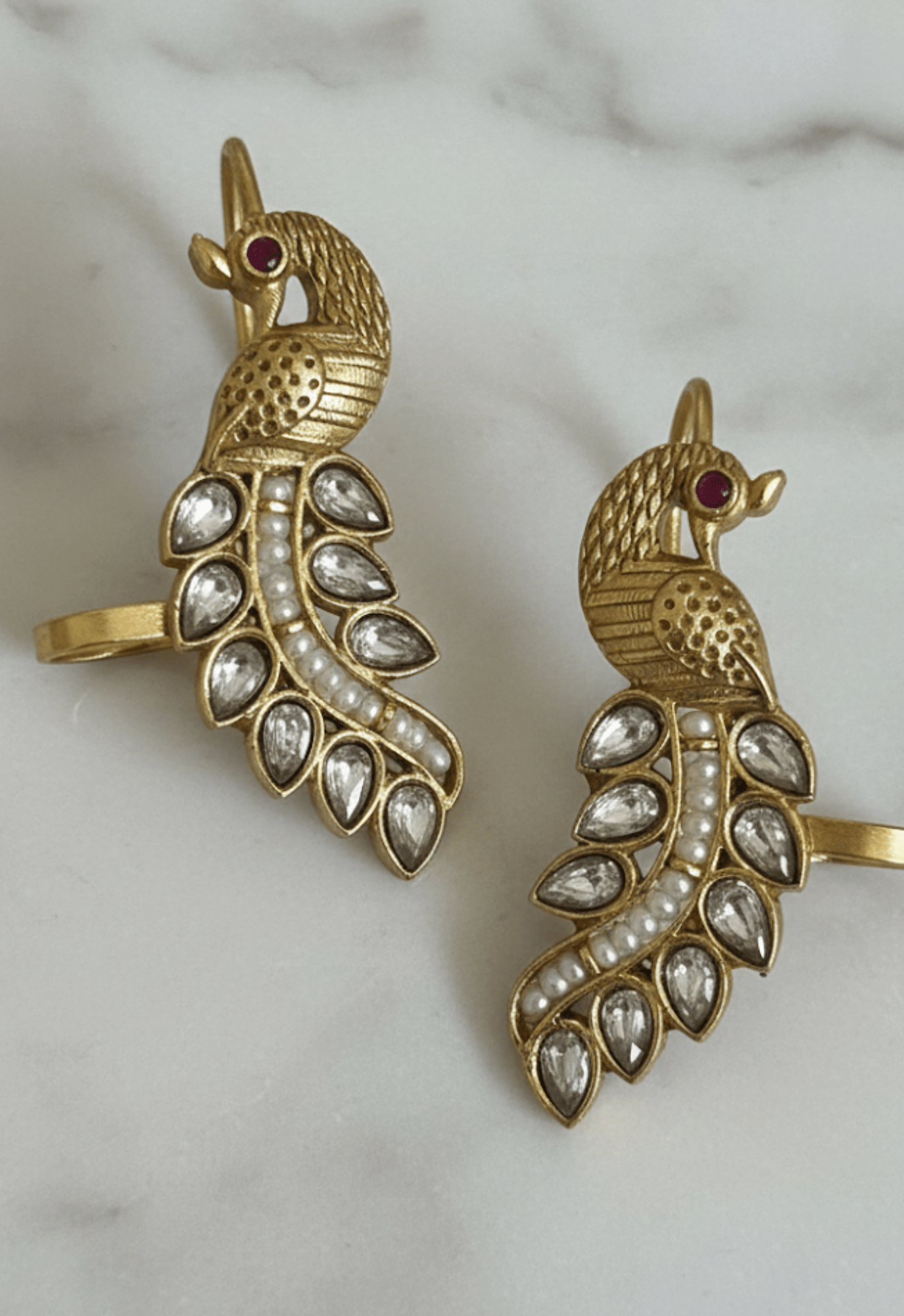 Peacock Ear Cuff Kundan and Feroza - Suramya