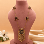 Peacock Enamel Long Necklace Set with Matching Studs - Suramya