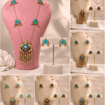 Peacock Enamel Long Necklace Set with Matching Studs - Suramya