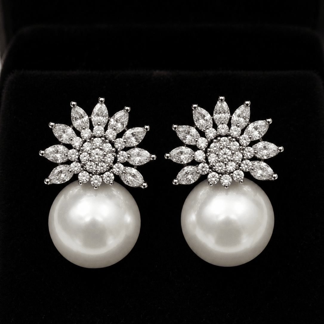 Pearl Blossom Earrings - Suramya Designs