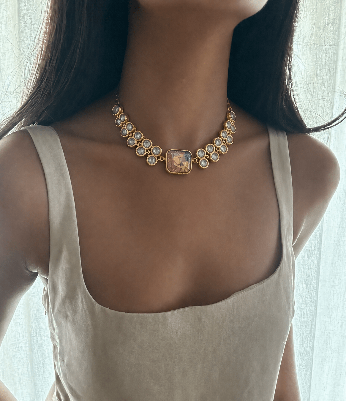 Pink & Blue Mixed Stone Kundan Necklace Set - Suramya