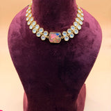 Pink & Blue Mixed Stone Kundan Necklace Set - Suramya
