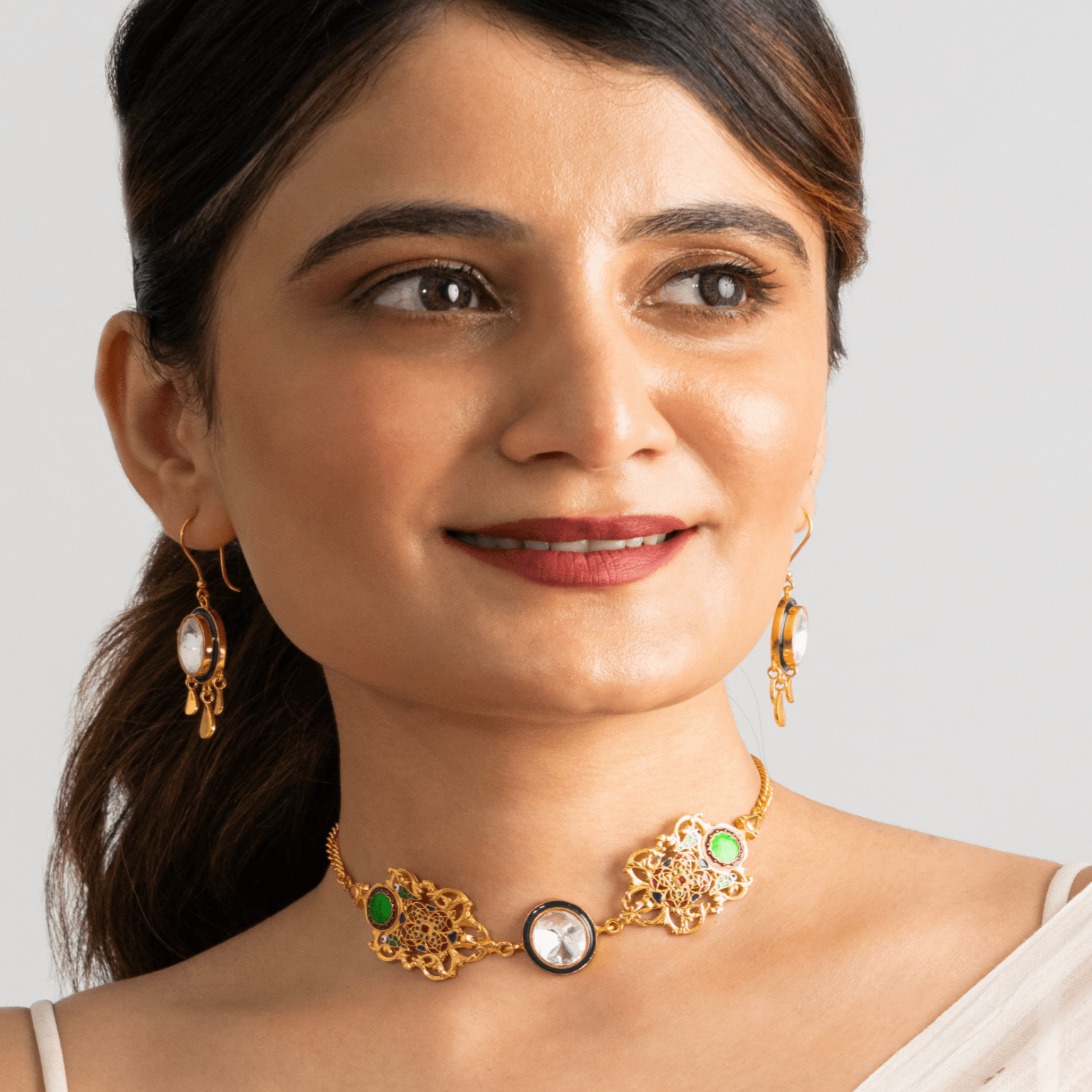 Polki & Enamel Choker set - Suramya