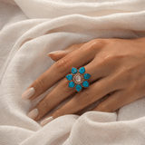 Pushpa Floral Kundan Statement Ring - Suramya Designs