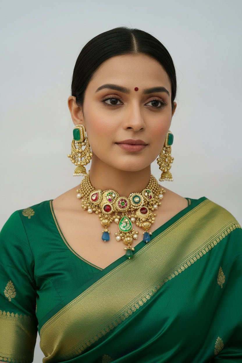 Royal Enamel Heritage Necklace Set - Suramya