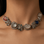 Royal Multistone Victorian Necklace Set with Statement Earrings - Suramya