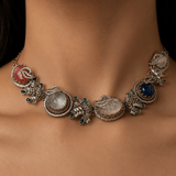 Royal Multistone Victorian Necklace Set with Statement Earrings - Suramya