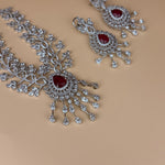 Ruby Blossom American Diamond Necklace Set - Suramya