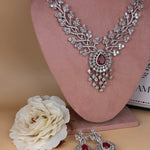 Ruby Blossom American Diamond Necklace Set - Suramya