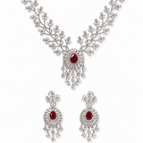 Ruby Blossom American Diamond Necklace Set - Suramya Designs