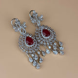 Ruby Blossom American Diamond Necklace Set - Suramya