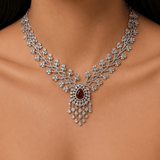 Ruby Blossom American Diamond Necklace Set - Suramya Designs
