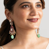 Ruby & Mint Drop Kundan Necklace Set - Suramya