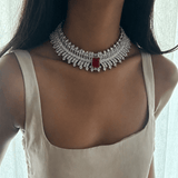 Ruby Zirconia & American Diamond Choker Necklace Set - Suramya