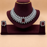 Ruby Zirconia & American Diamond Choker Necklace Set - Suramya
