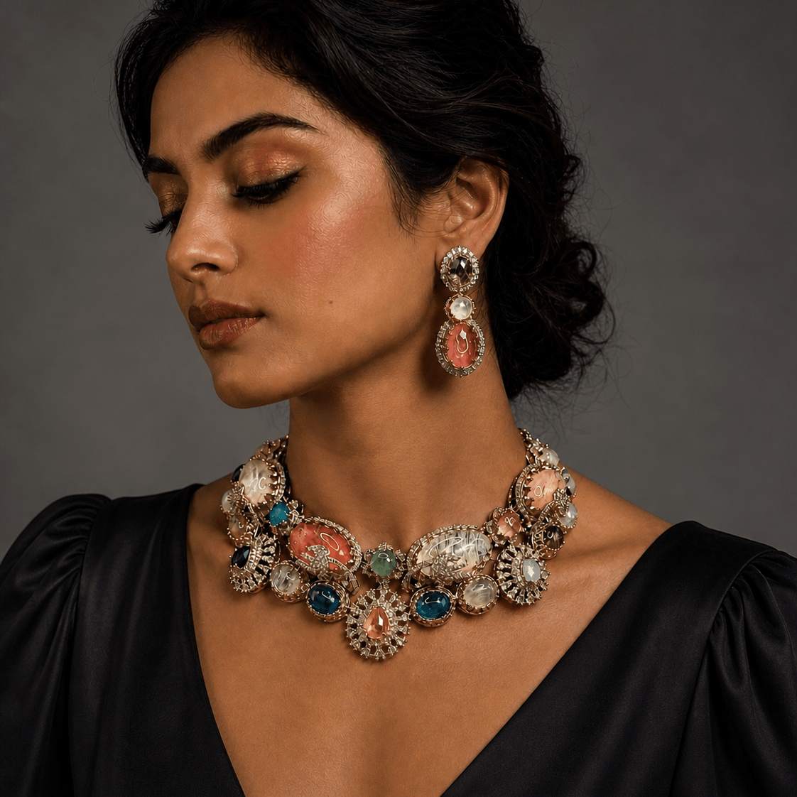 Sabyasachi-Inspired Maharani Navratan Necklace - Suramya Designs
