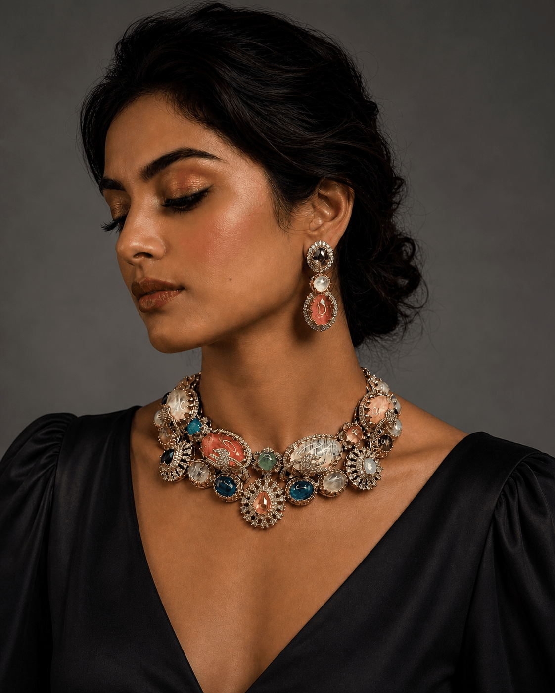 Sabyasachi-Inspired Maharani Navratan Necklace - Suramya Designs