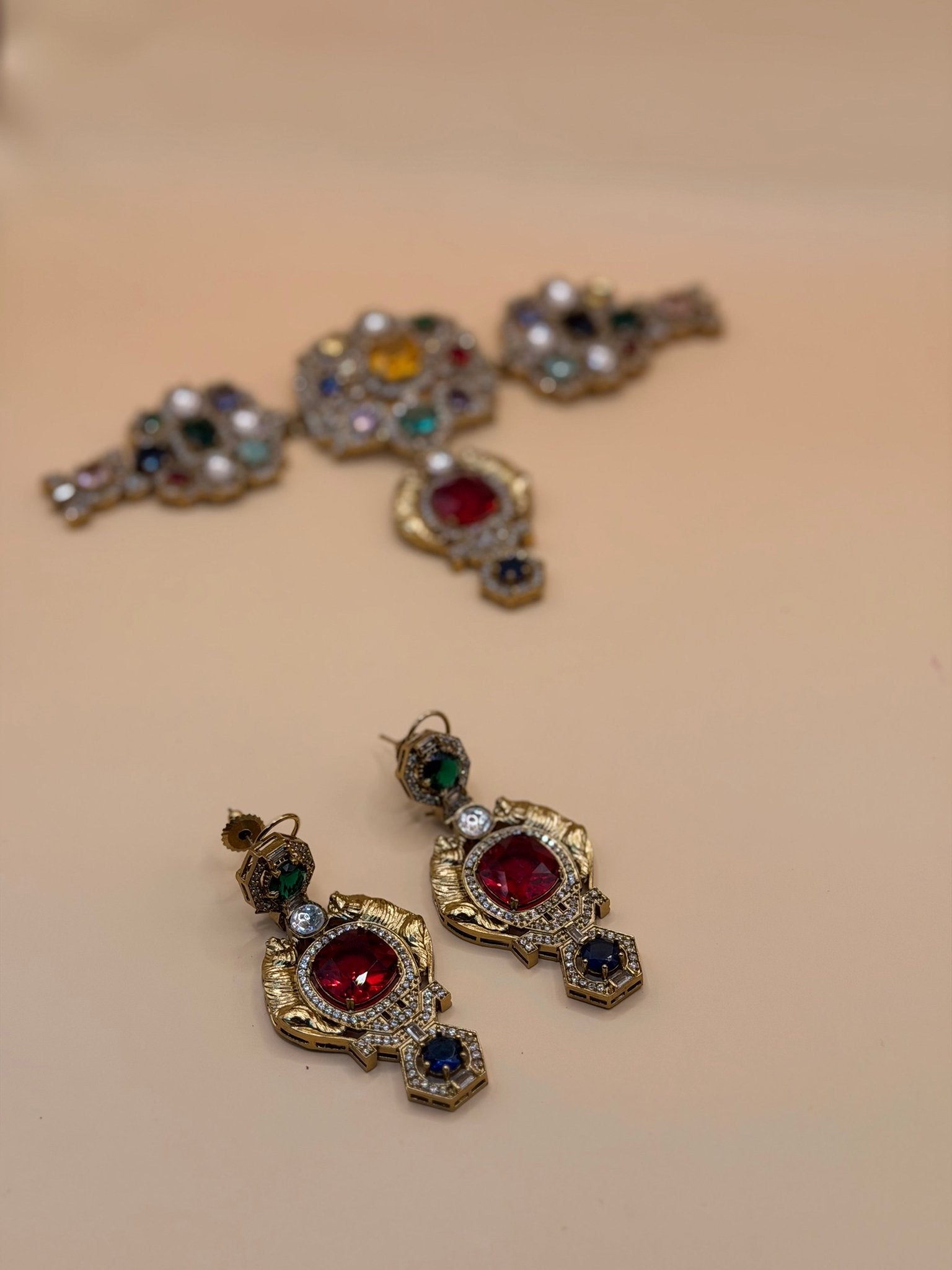 Sabyasachi-inspired Royal Durbar Choker & Earrings - Suramya