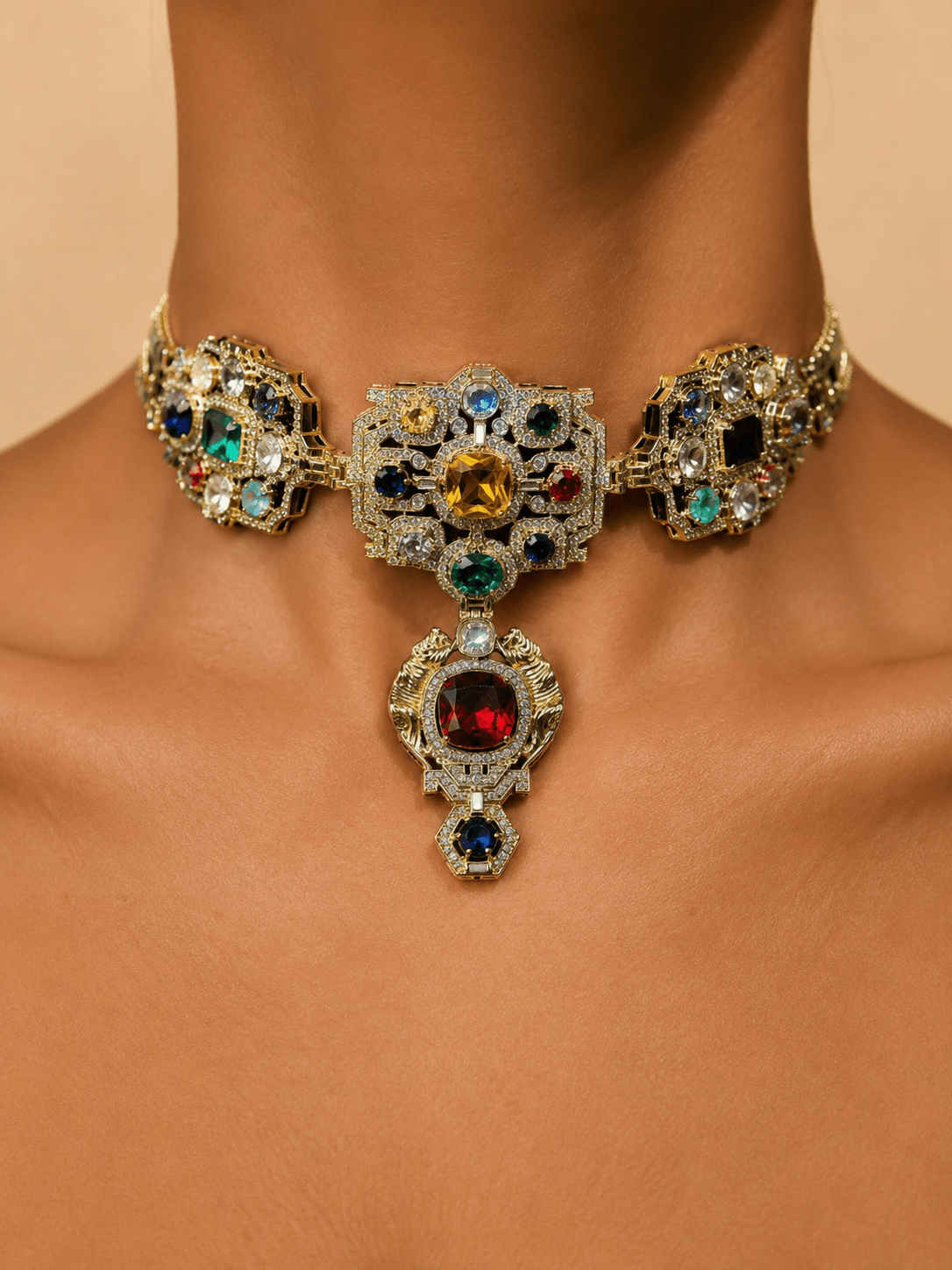Sabyasachi-inspired Royal Durbar Choker & Earrings - Suramya