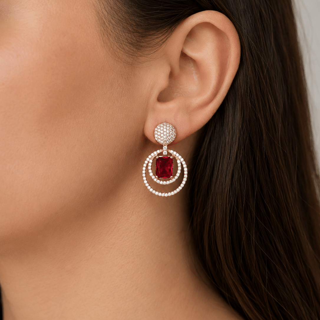 Scarlet Rose Gold Luxe Earrings - Suramya Designs