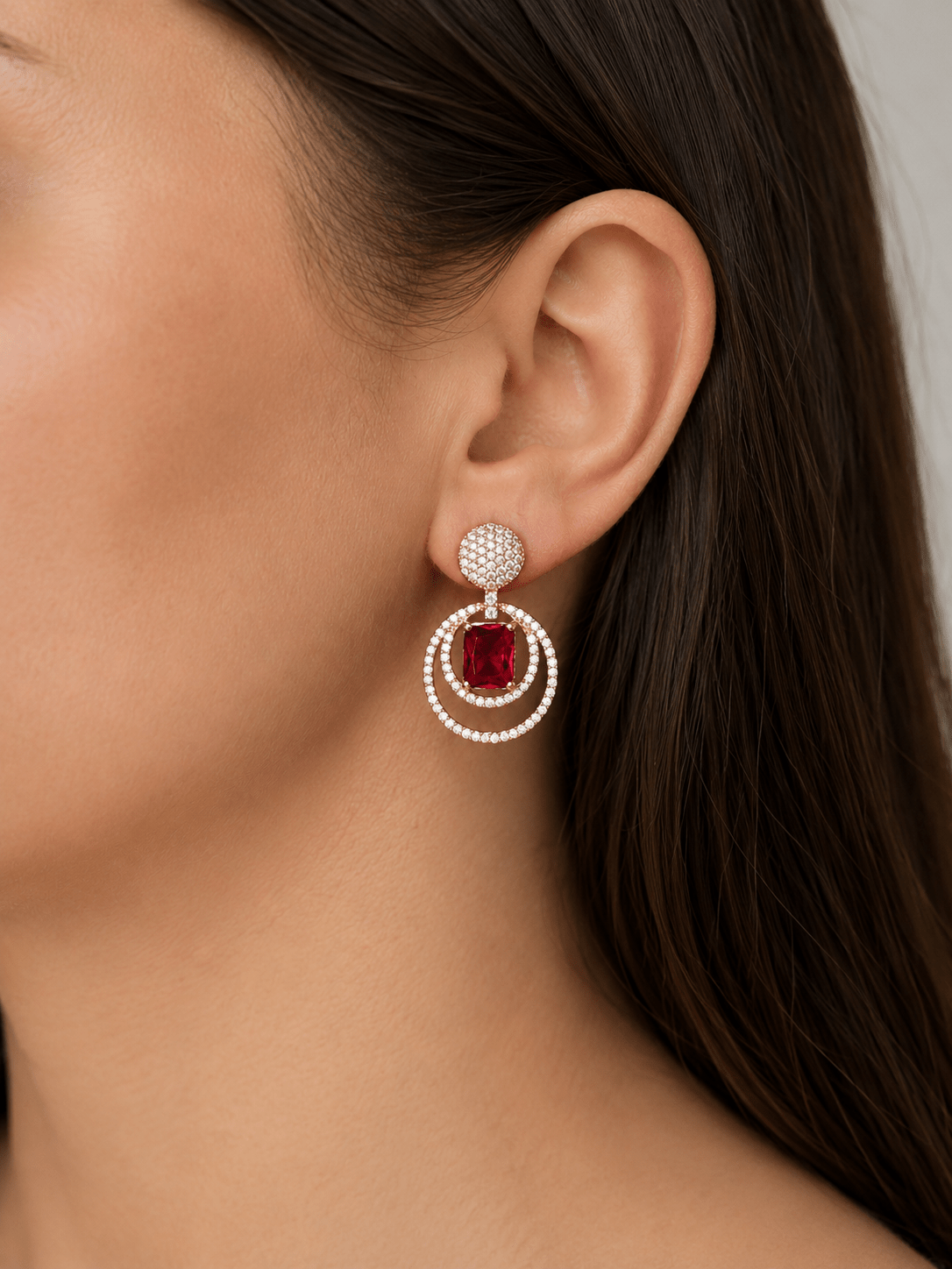 Scarlet Rose Gold Luxe Earrings - Suramya Designs