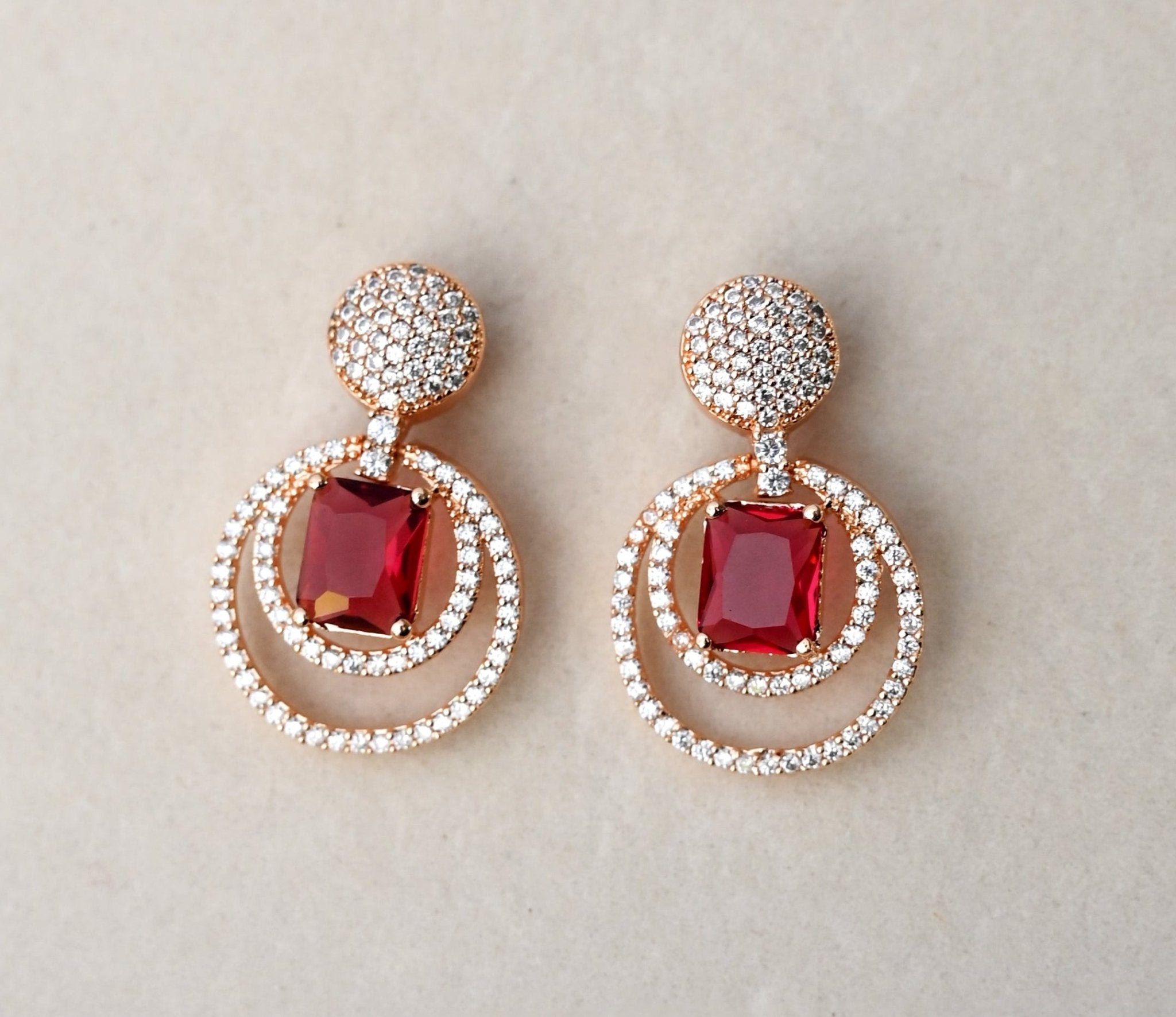 Scarlet Rose Gold Luxe Earrings - Suramya