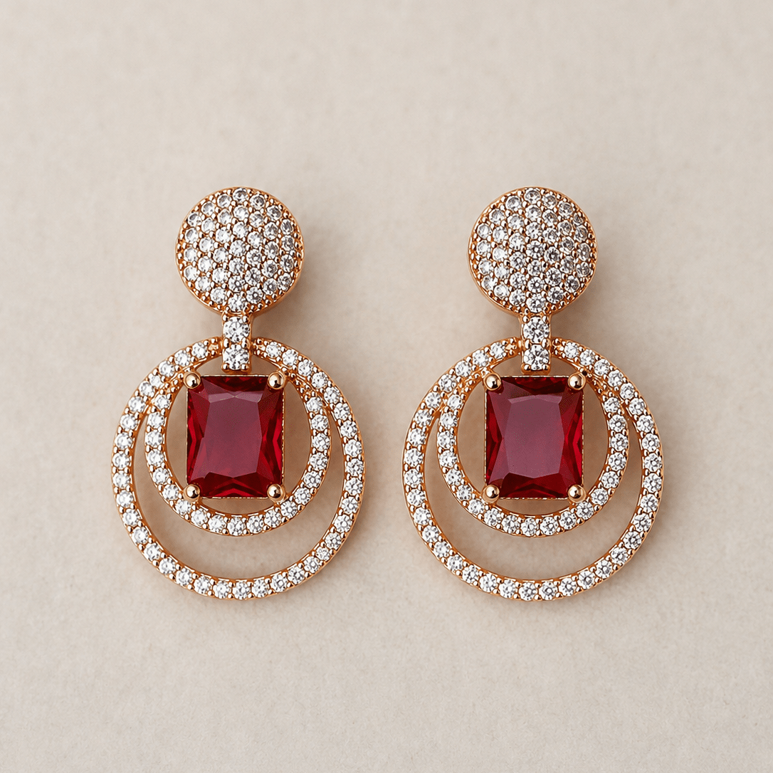 Scarlet Rose Gold Luxe Earrings - Suramya Designs
