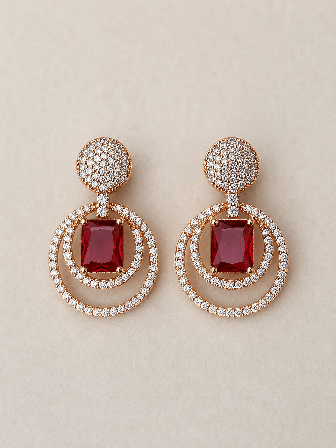 Scarlet Rose Gold Luxe Earrings - Suramya Designs