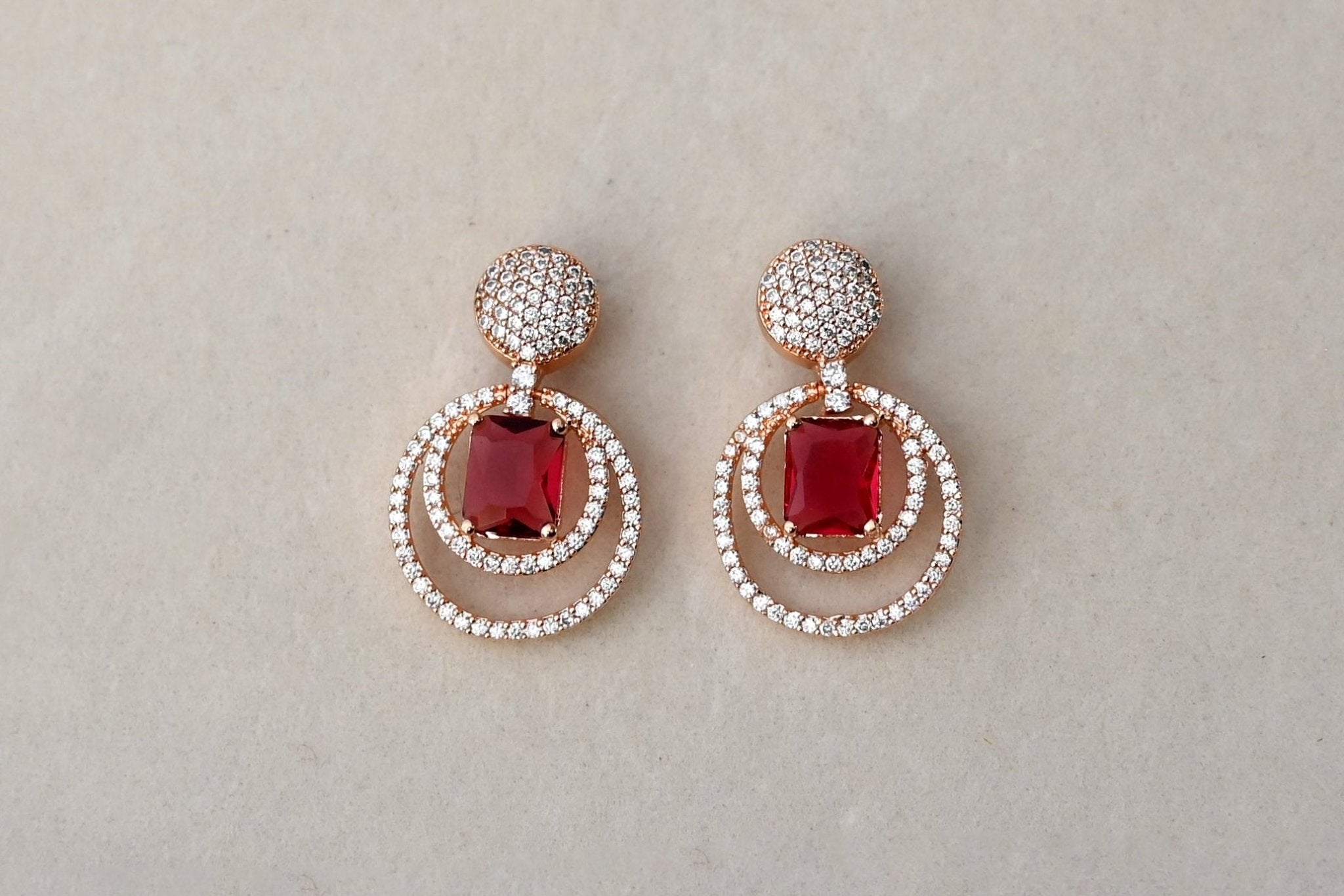Scarlet Rose Gold Luxe Earrings - Suramya