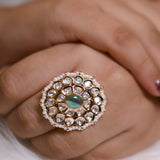 Sea-Green Mystique Kundan Ring - Suramya