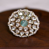 Sea-Green Mystique Kundan Ring - Suramya