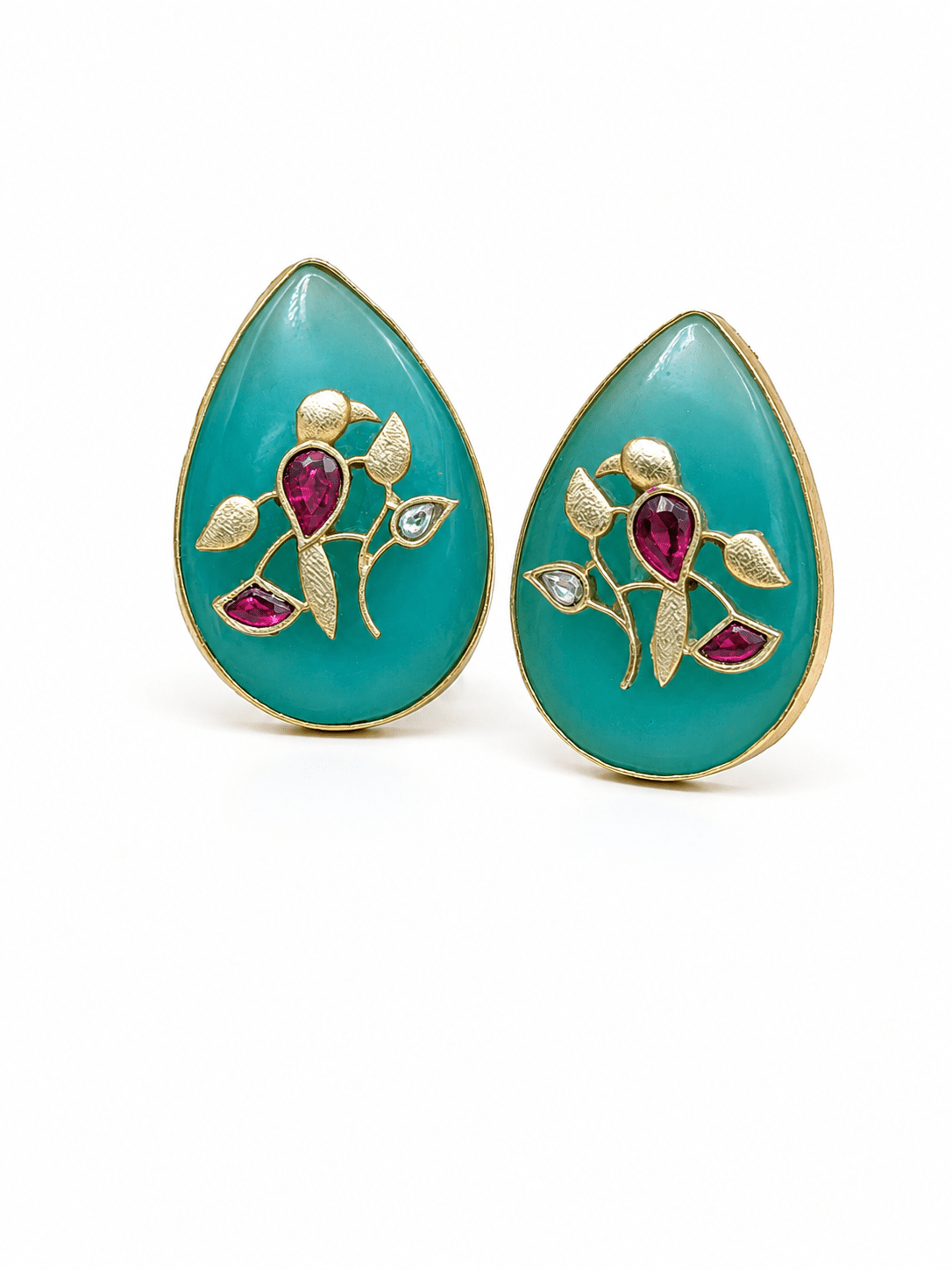 Turquoise Teardrop Statement Earrings - Suramya Designs