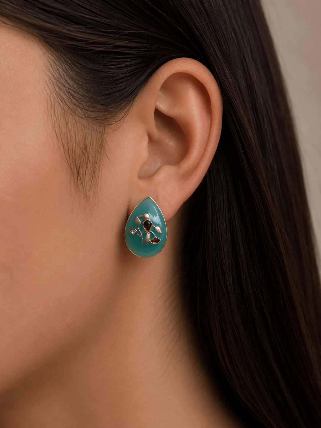 Turquoise Teardrop Statement Earrings - Suramya Designs