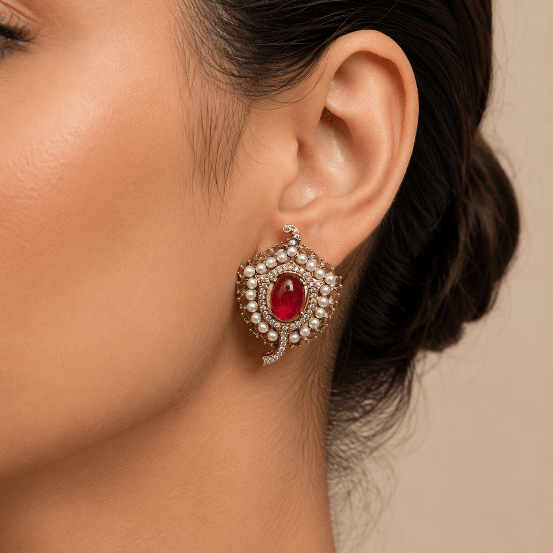 Zoya studs( Red and Mint) - Suramya Designs