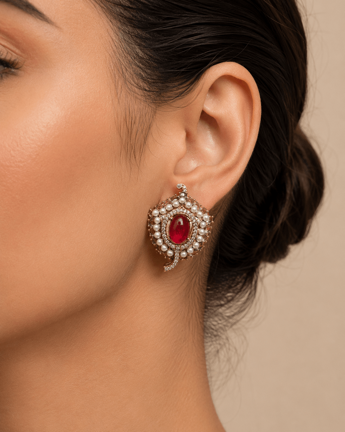 Zoya studs( Red and Mint) - Suramya Designs